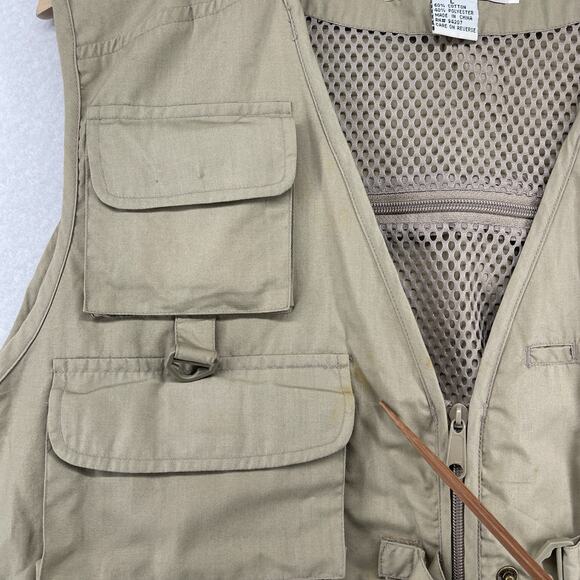 FIELD & STREAM Vest Mens L Fly Fishing Hunting Photography Gear Utility Brown - Picture 10 of 14